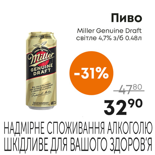 Пиво Miller Genuine Draft світле 4,7% зб 0.48л.jpg